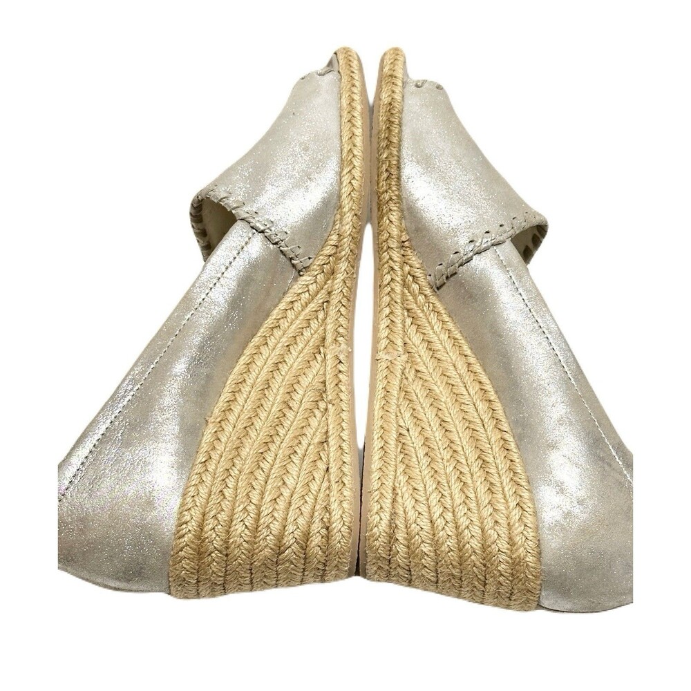 Jack Rogers Womens Size 9 Silver Metallic Palmer Espadrille Wedge Fits Like 8.5 - Picture 4 of 9